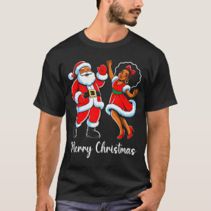Merry Christmas African American Santa Claus Xmas  T-Shirt