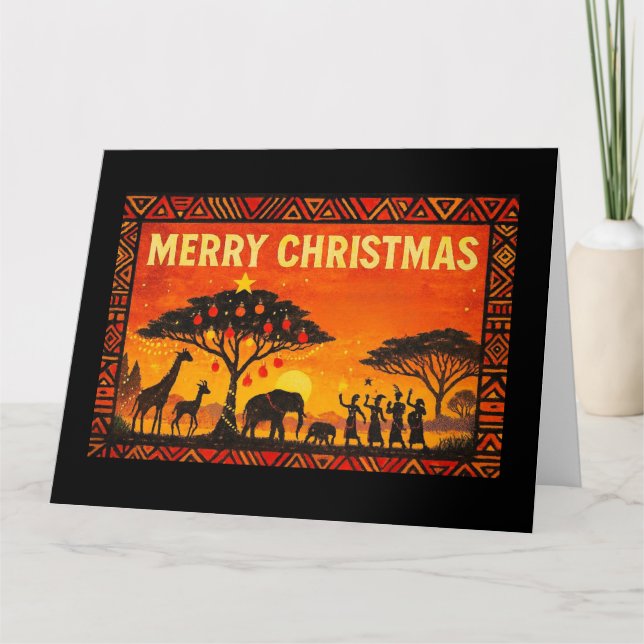 Merry Christmas African Safari Christmas Card (Front)
