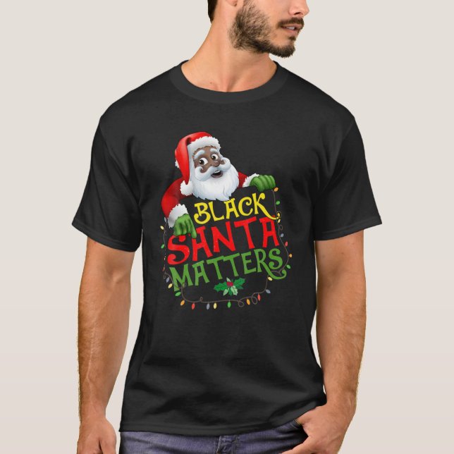 Merry Christmas Afro American Santa Black Matters T-Shirt (Front)
