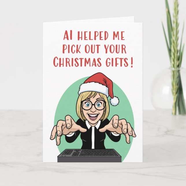 Merry Christmas AI Artificial Intelligence Humor Holiday Card (Front)
