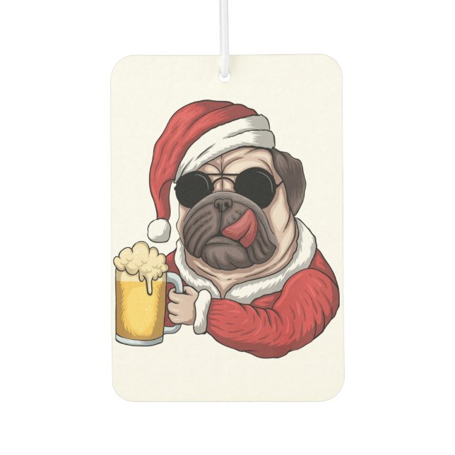 Merry Christmas Air Freshener | Pug Dog Lover Gift (Front)
