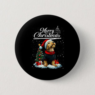 Merry Christmas Airedale Terrier Santa Hat Dog Lov 6 Cm Round Badge