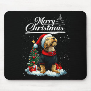 Merry Christmas Airedale Terrier Santa Hat Dog Lov Mouse Mat
