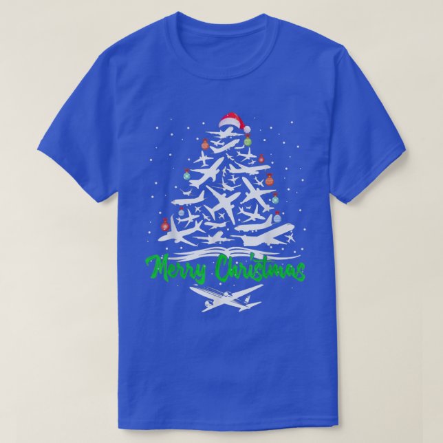 Merry Christmas  Airplane Christmas Tree Plane Xma T-Shirt (Design Front)