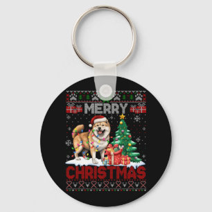 Merry Christmas Akita Dog Lovers Family Ugly Xmas Key Ring
