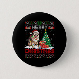 Merry Christmas Alaskan Malamute Dog Lover Ugly Xm 6 Cm Round Badge