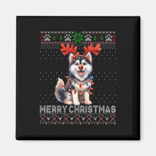 Merry Christmas Alaskan Malamute Dog Lover Ugly Xm Magnet