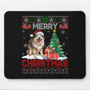 Merry Christmas Alaskan Malamute Dog Lover Ugly Xm Mouse Mat