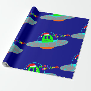 merry christmas alien santa scifi  wrapping paper