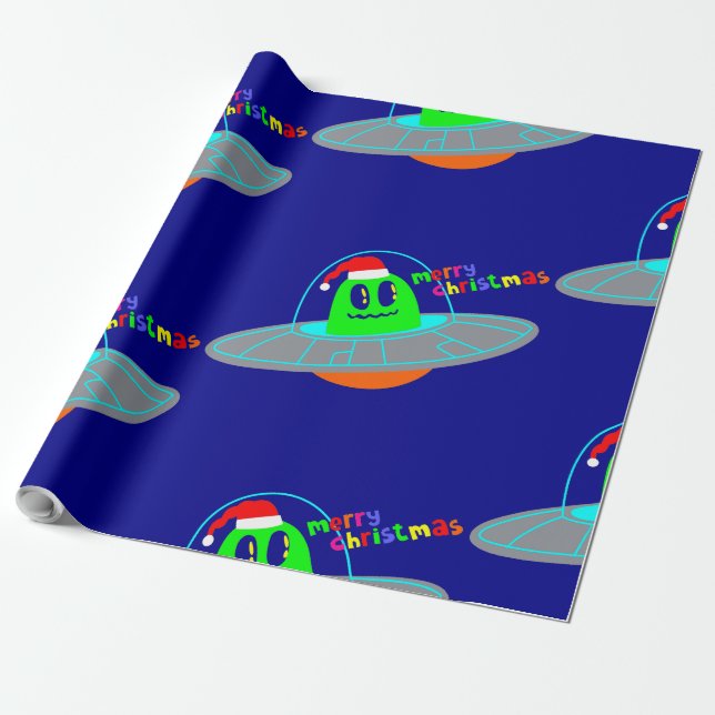 merry christmas alien santa scifi  wrapping paper (Unrolled)