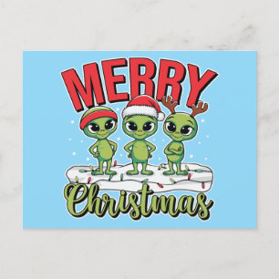 Merry Christmas Aliens Holiday Postcard