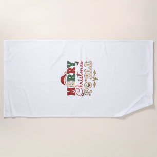 Merry Christmas All Santa Hat Lightning Stars Beach Towel