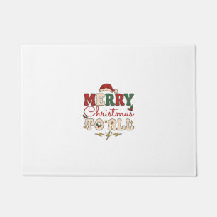 Merry Christmas All Santa Hat Lightning Stars Doormat