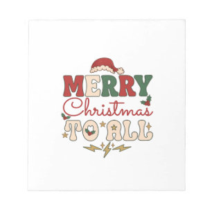 Merry Christmas All Santa Hat Lightning Stars Notepad