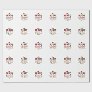 Merry Christmas All Santa Hat Lightning Stars Wrapping Paper