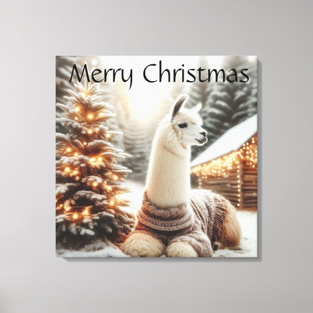 Merry Christmas Alpaca Canvas Print (Front)