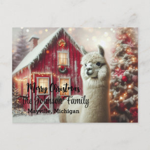 Merry Christmas Alpaca Postcard