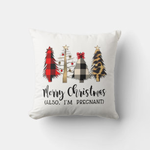 Merry Christmas Also I'm Pregnant Pregnancy Announ Cushion