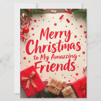 Merry Christmas Amazing Friends Festive Typography Holiday Card