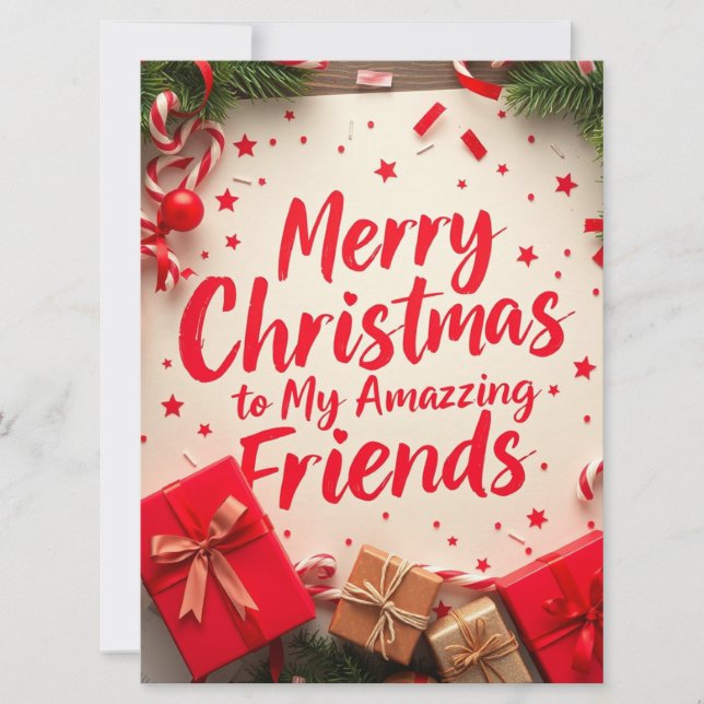 Merry Christmas Amazing Friends Festive Typography Holiday Card (Front)