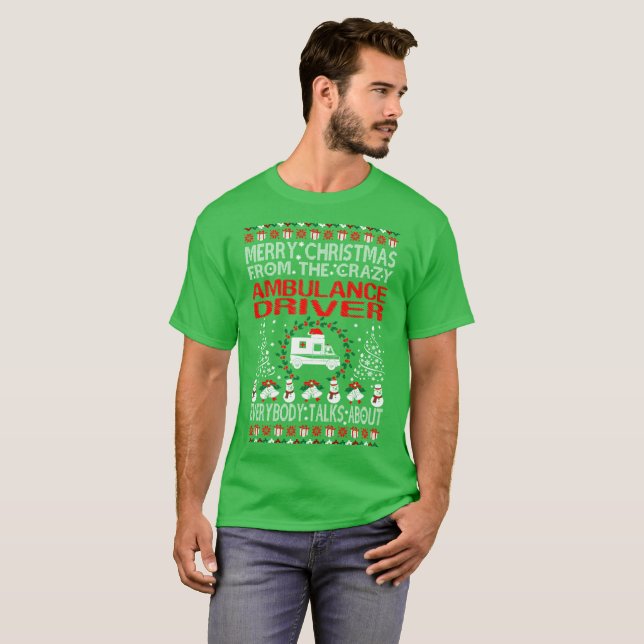 Merry Christmas Ambulance Driver Ugly Sweater Tees (Front Full)