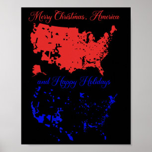 Merry Christmas America And Happy Holidays Usa Ele Poster