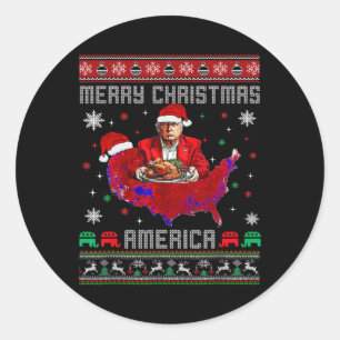 Merry Christmas America Donald Trump Coverage Xmas Classic Round Sticker
