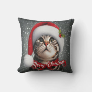 Merry Christmas American shorthair Cat , Santa Cat Cushion