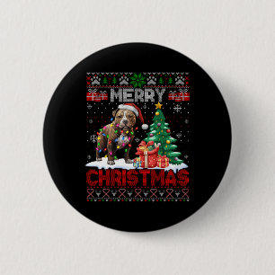 Merry Christmas American Staffordshire Terrier Ugl 6 Cm Round Badge