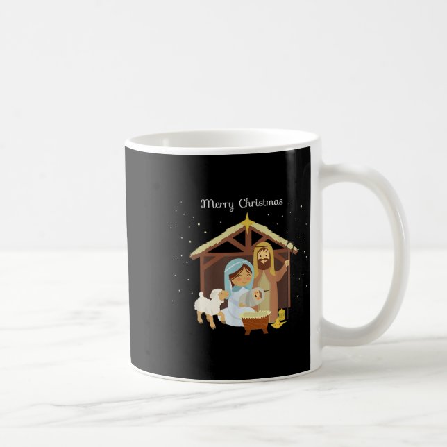 Merry Christmas &amp; Nativity Scene Christian Fai Coffee Mug (Right)
