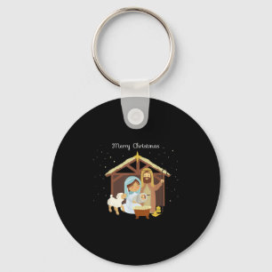 Merry Christmas & Nativity Scene Christian Fai Key Ring