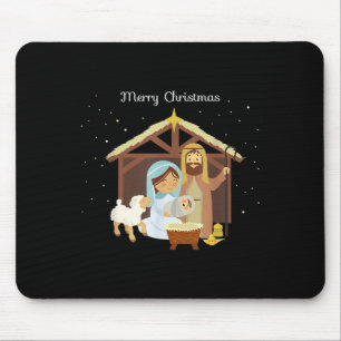 Merry Christmas & Nativity Scene Christian Fai Mouse Mat