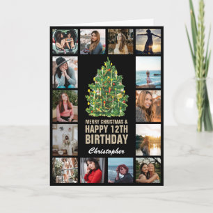 Merry Christmas and 12th Happy Birthday Photo Card