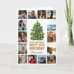 Merry Christmas and 50th Happy Birthday Photo Card