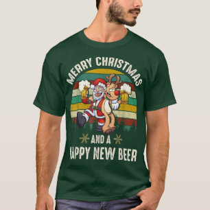 Merry Christmas And A Happy New Beer Ugly Christma T-Shirt
