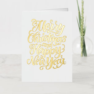 Merry Christmas and a Happy New Year Calligraphy Foil Holiday Card