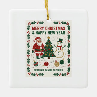 Merry Christmas and a Happy New Year Ceramic Ornament
