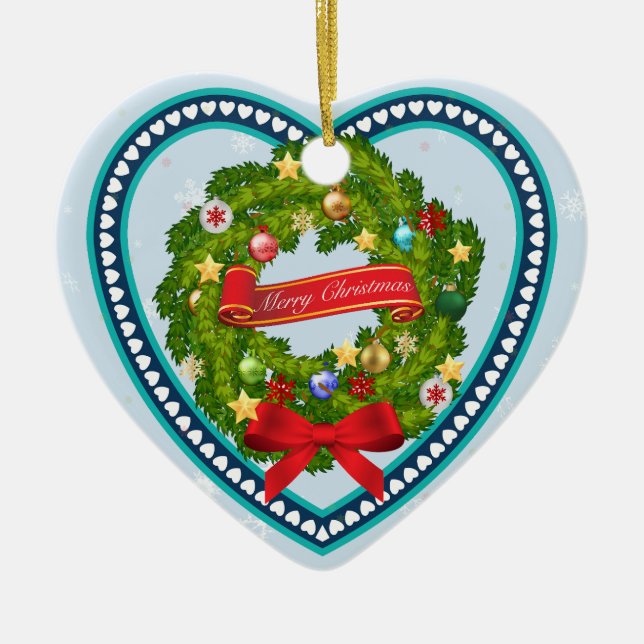 Merry Christmas and a Happy New Year! Ceramic Tree Decoration (Front)