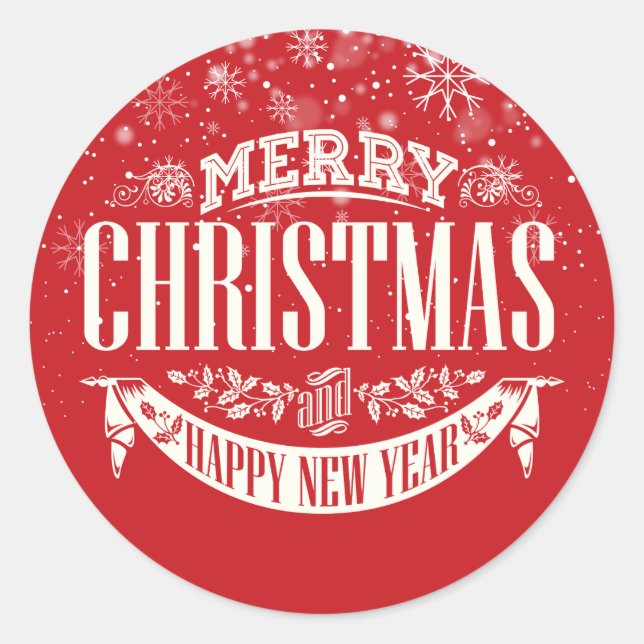 Merry Christmas and a Happy New Year Classic Round Sticker (Front)
