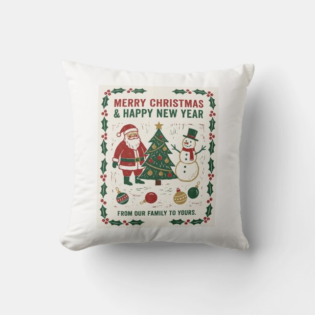 Merry Christmas and a Happy New Year Cushion (Front)
