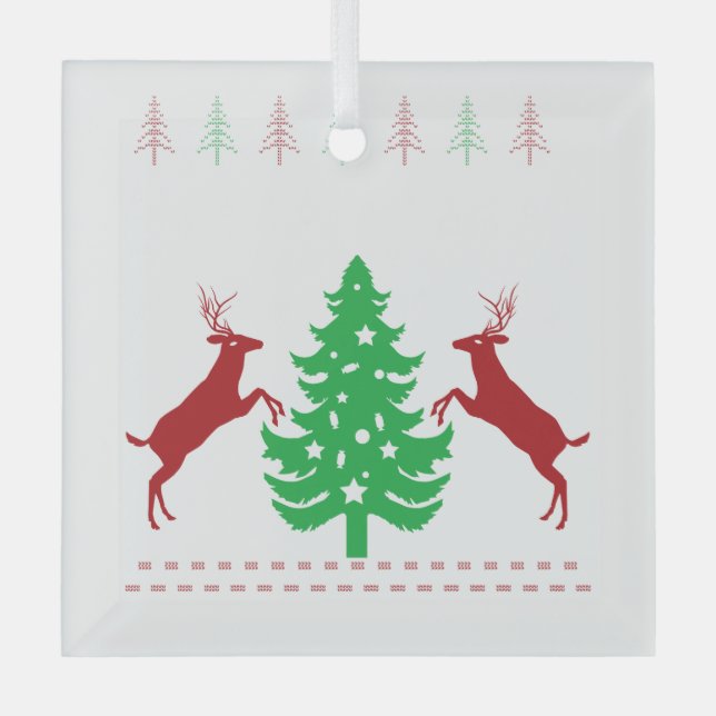 Merry Christmas and a Happy New Year! Glass Tree Decoration (Front)