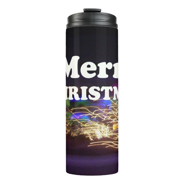 Merry Christmas and a Happy New Year Greetings Thermal Tumbler (Front)