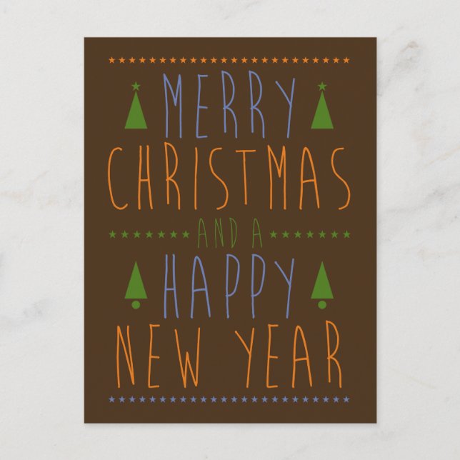 Merry Christmas and a Happy New Year Holiday Postcard (Front)