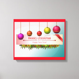 "MERRY CHRISTMAS AND A HAPPY NEW YEAR" ORNAMENTS CANVAS PRINT