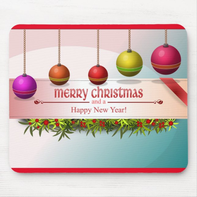 "MERRY CHRISTMAS AND A HAPPY NEW YEAR" ORNAMENTS MOUSE MAT (Front)