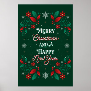 Merry Christmas and a Happy New Year Poster 24x36
