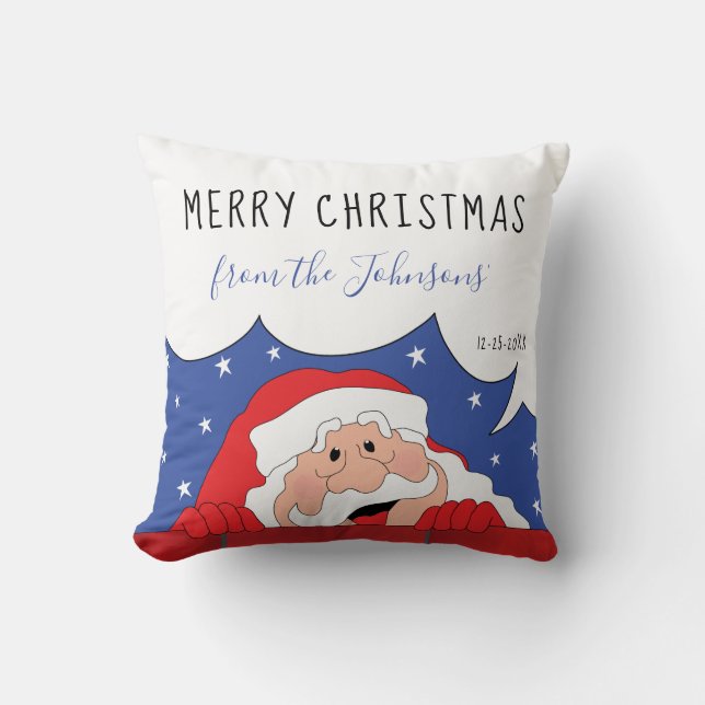 Merry Christmas and a Happy New Year Santa Says Cushion (Front)