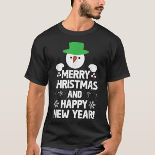 Merry Christmas And A Happy New Year Smiling Snowm T-Shirt