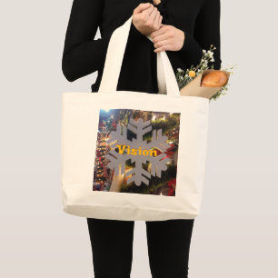 Merry Christmas and a Happy New Year Snowflake Art Large Tote Bag