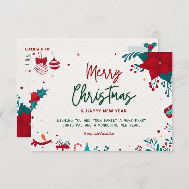 Merry Christmas and a Happy New Year Thank You Card (Front/Back)